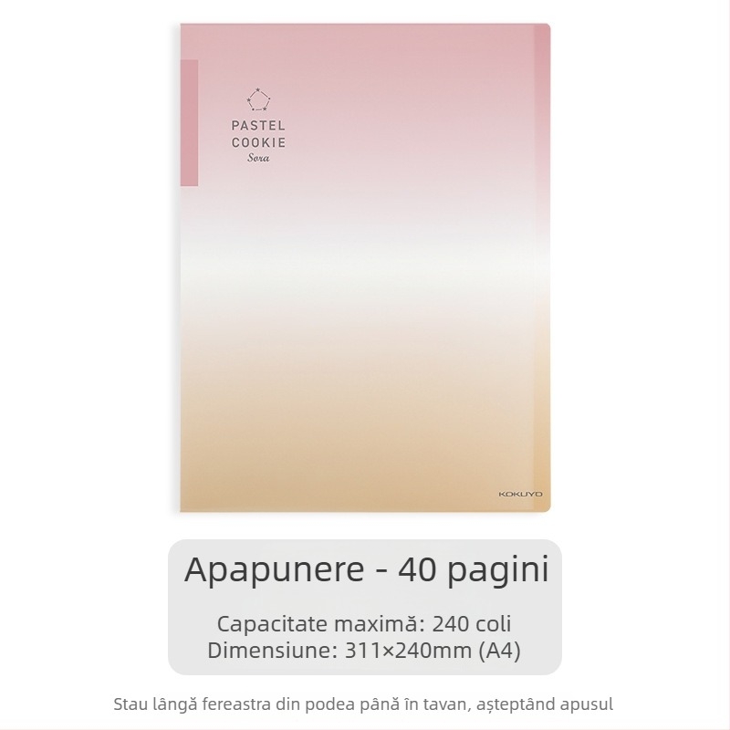 Dosar de documente Kokuyo, transparent, gradient albastru, A4/A3, pliabil, 20/30/40 pagini