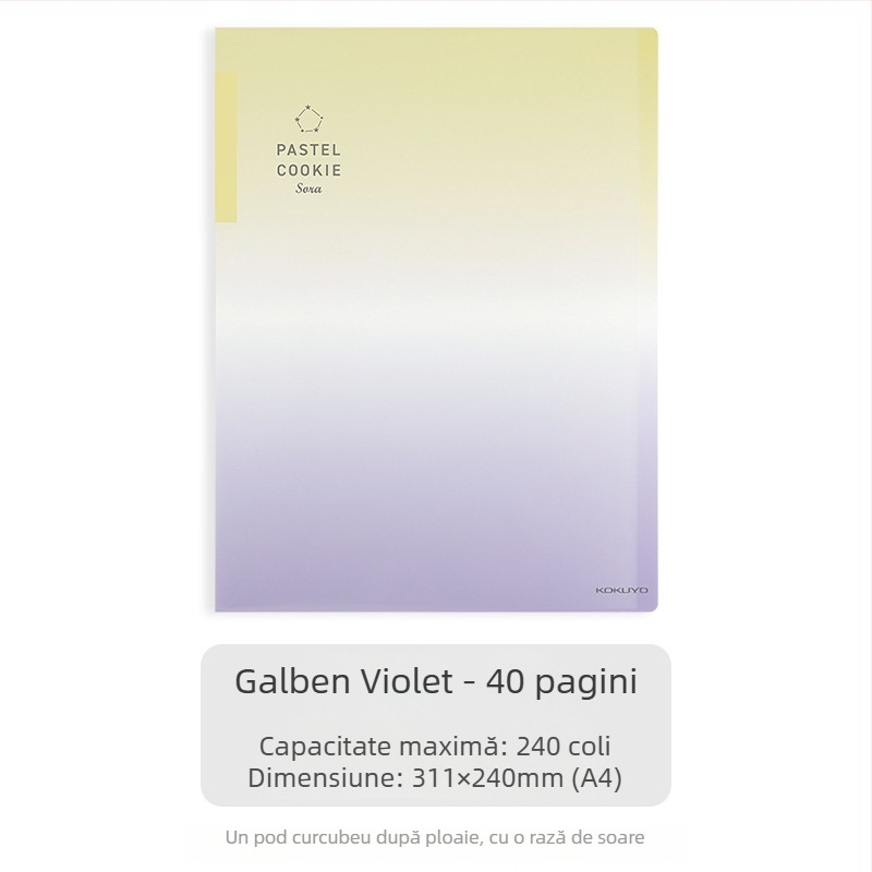 Dosar de documente Kokuyo, transparent, gradient albastru, A4/A3, pliabil, 20/30/40 pagini