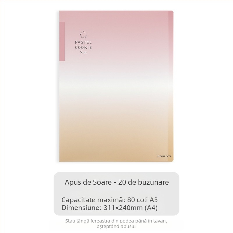 Dosar de documente Kokuyo, transparent, gradient albastru, A4/A3, pliabil, 20/30/40 pagini