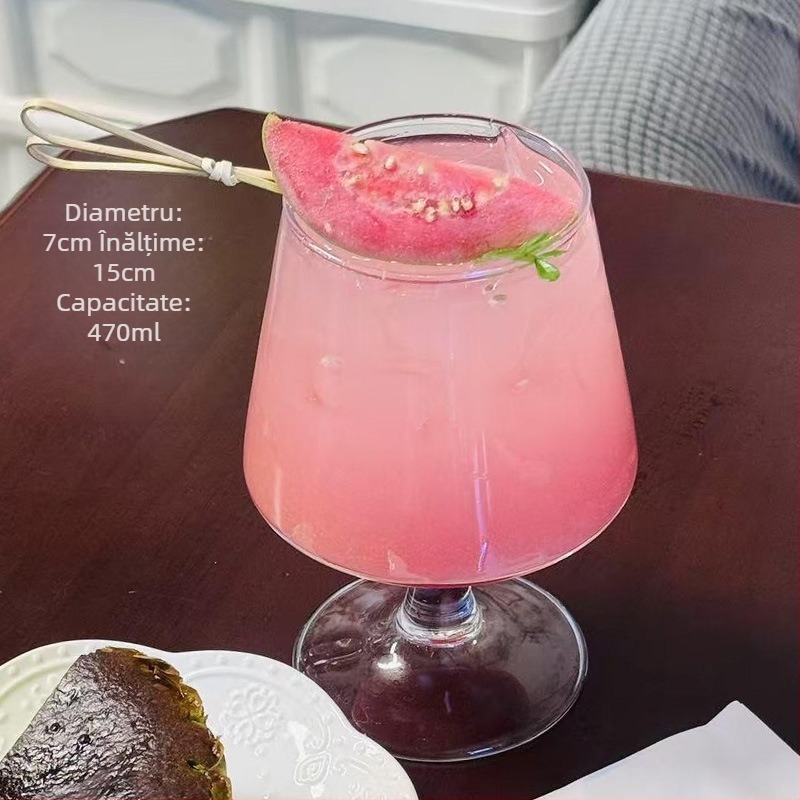 Pahar scurt din sticlă în stil Ins pentru cocktailuri, vin, sifon și apă carbogazoasă, cu senzație premium