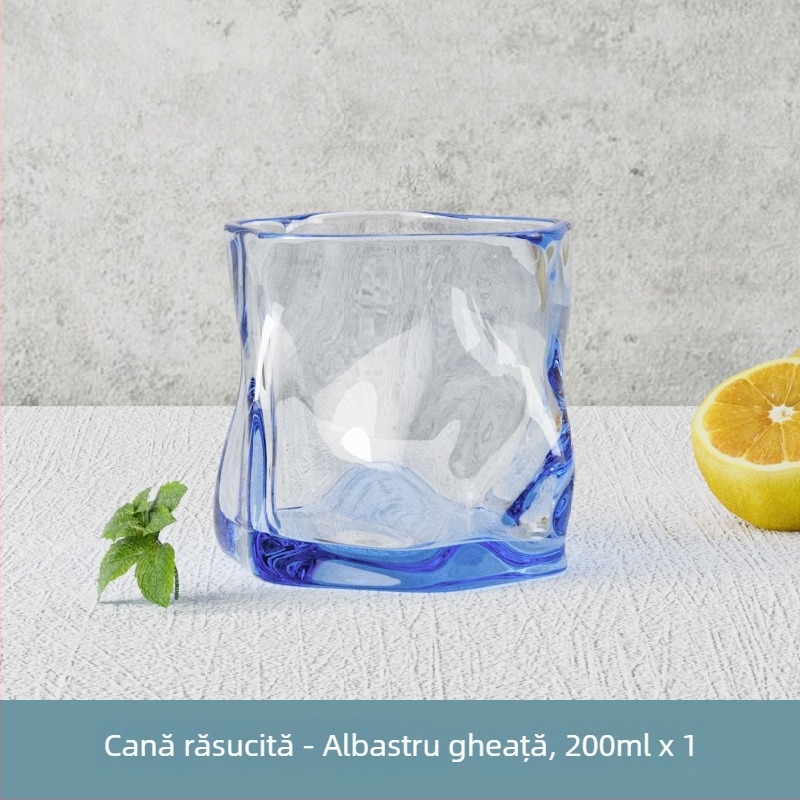 Pahar din sticlă rezistentă la temperaturi, cu formă neregulată, fără mâner, pentru bere, whisky și vin