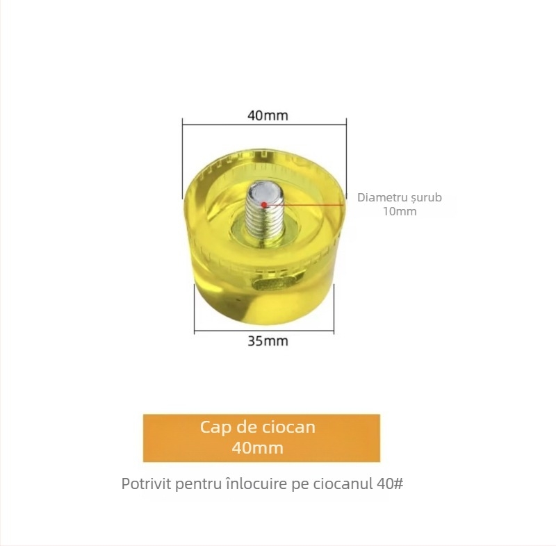 Ciocan de cauciuc detașabil, cu dimensiuni multiple, cap rotund dublu, pentru imprimare și decorare