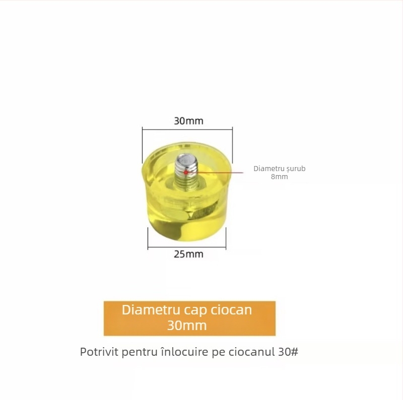 Ciocan de cauciuc detașabil, cu dimensiuni multiple, cap rotund dublu, pentru imprimare și decorare