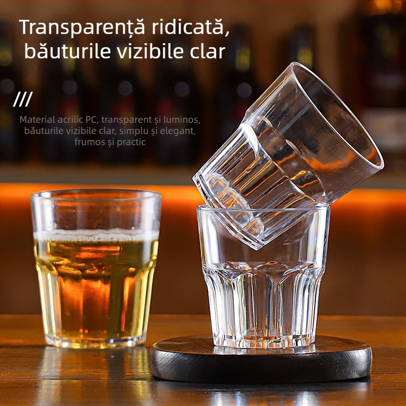 Pahar de bere din acrilic-PC, octagonal, rezistent la căderi, din plastic