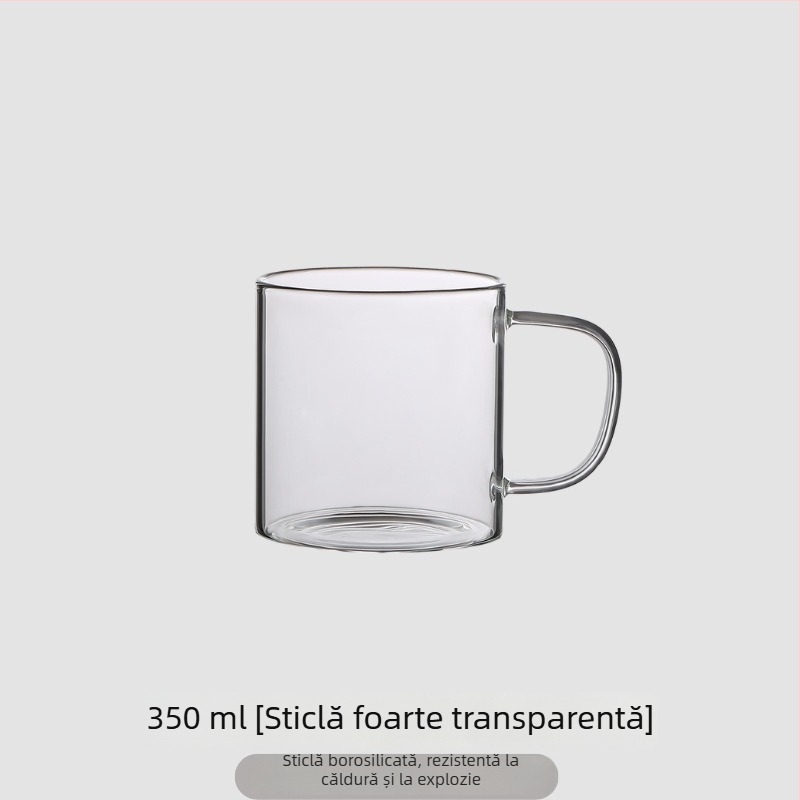 Ceașcă de ceai din sticlă pentru birou cu separare ceai-apă, set de 3 piese, bază din lemn, pentru ceai de flori