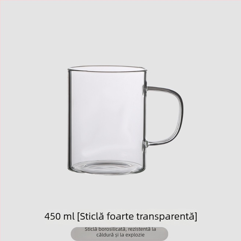 Ceașcă de ceai din sticlă pentru birou cu separare ceai-apă, set de 3 piese, bază din lemn, pentru ceai de flori