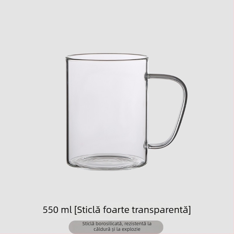 Ceașcă de ceai din sticlă pentru birou cu separare ceai-apă, set de 3 piese, bază din lemn, pentru ceai de flori