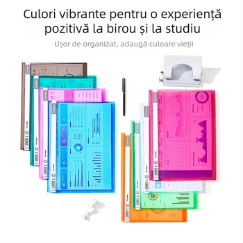 Dosar A4 cu legare la 2 găuri, buzunare triunghiulare pentru depozitare, capacitate mare