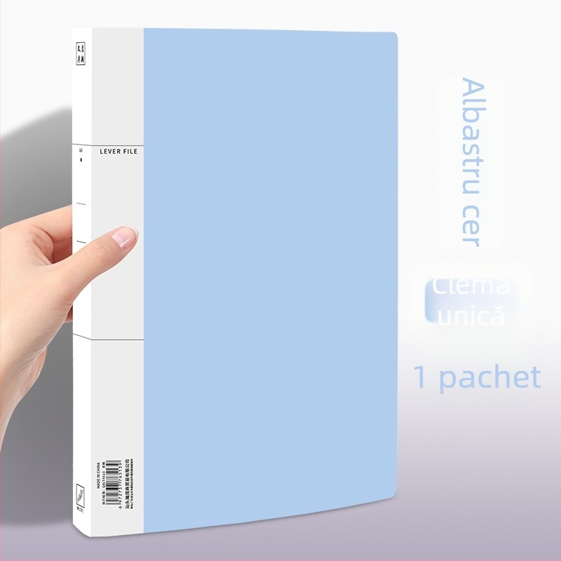 Dosar de documente din plastic, cu clemă lungă și clemă dublă, pentru studenți, organizare documente, format A4/A3.