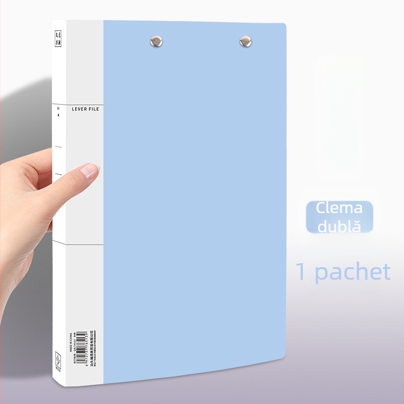 Dosar de documente din plastic, cu clemă lungă și clemă dublă, pentru studenți, organizare documente, format A4/A3.