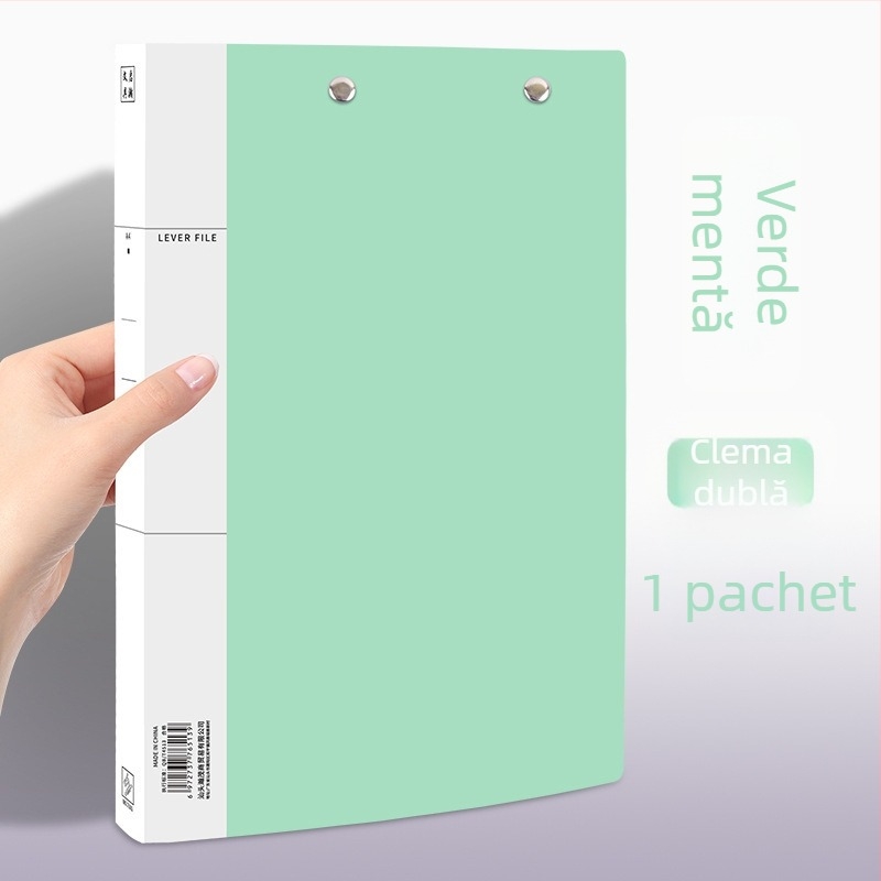 Dosar de documente din plastic, cu clemă lungă și clemă dublă, pentru studenți, organizare documente, format A4/A3.