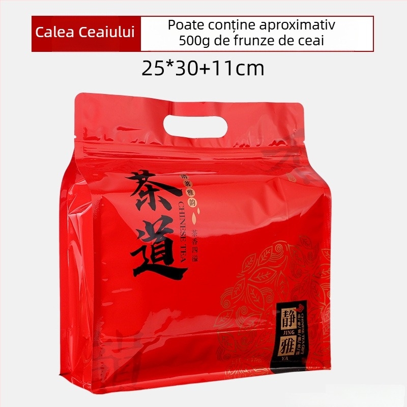 Pungă de ambalaj pentru ceai cu folie de aluminiu, sigilare cu opt laturi, pungă cu fermoar