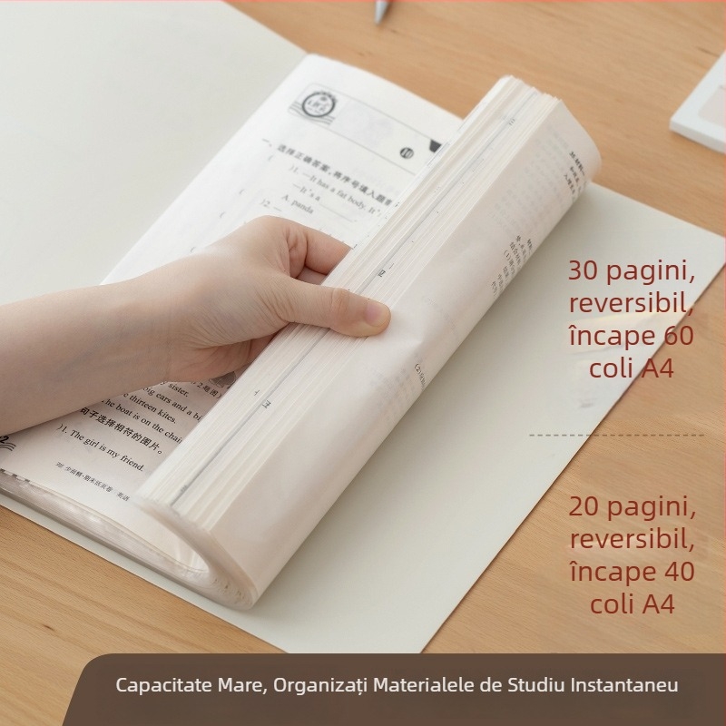 Mapă transparentă cu pagini răsfoibile pentru controale de sarcină, format A4, album de stocare documente, fotografii și opere de artă