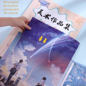 Album A3 pentru depozitarea operelor de artă ale copiilor – dosar pentru schițe și desene, binder portabil, cu pagini intercalate