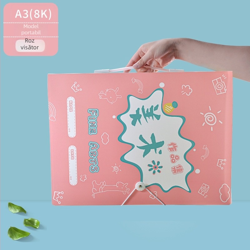 Album A3 pentru depozitarea operelor de artă ale copiilor – dosar pentru schițe și desene, binder portabil, cu pagini intercalate
