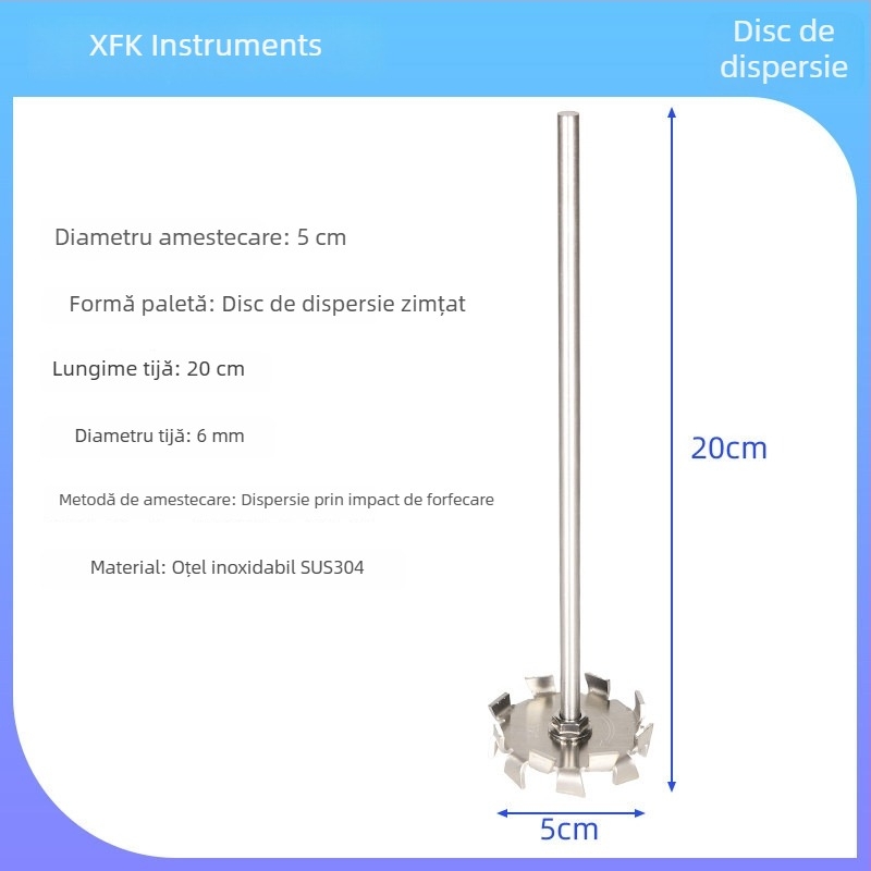Lamă de amestec din oțel inoxidabil, tip ancoră, disc dispersant zimțat, palete în formă de munte, tijă plată a capului de amestecare