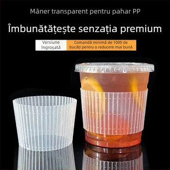 Husă transparentă din plastic pentru pahar, diametru 98 mm; pahare de unică folosință de 90 ml pentru ceai cu lapte; izolație PET