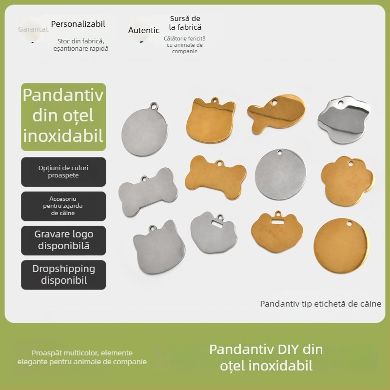 Accesorii externe pentru animale de companie: etichete de identificare personalizabile, în formă de os, pentru zgardă