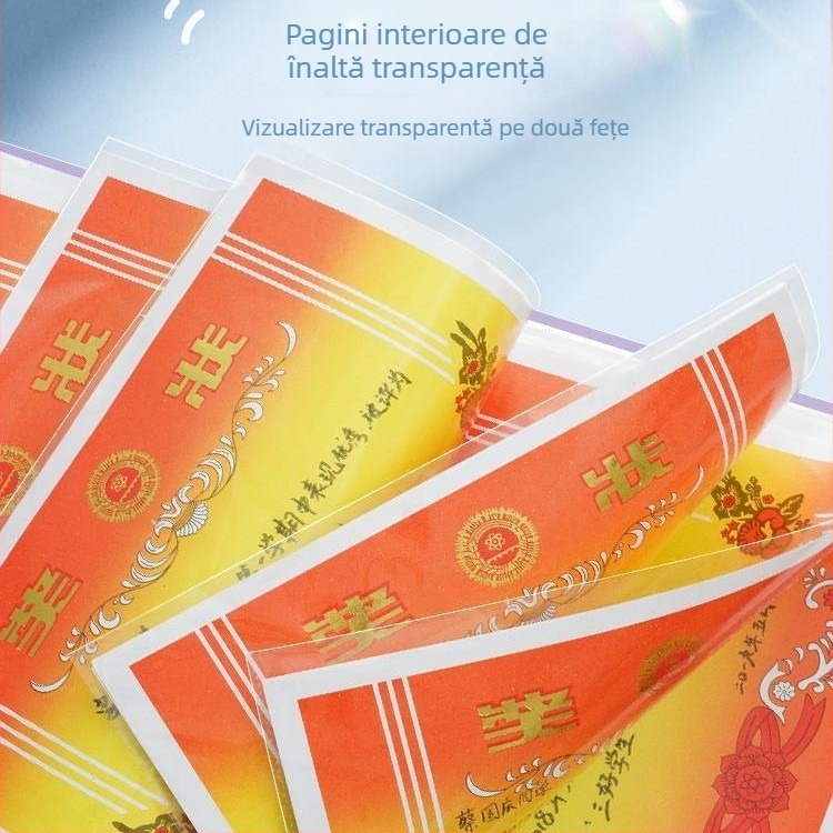 Mapă A3 din plastic pentru certificate, fotografii și documente, 30 de pagini