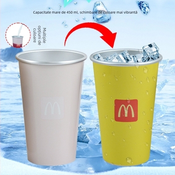 Cană din aluminiu cu schimbare de culoare, 450 ml, pentru exterior, cană de călătorie
