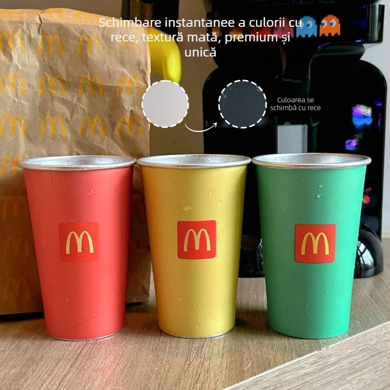 Cană din aluminiu cu schimbare de culoare, 450 ml, pentru exterior, cană de călătorie