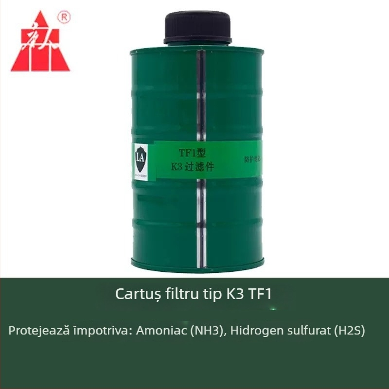 Cartuș filtrant industrial pentru mască de gaz, pentru amoniac, monoxid de carbon și dioxid de sulf — filtrare în trei etape