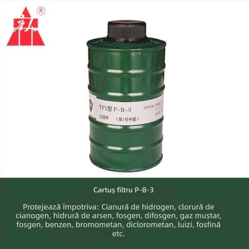 Cartuș filtrant industrial pentru mască de gaz, pentru amoniac, monoxid de carbon și dioxid de sulf — filtrare în trei etape