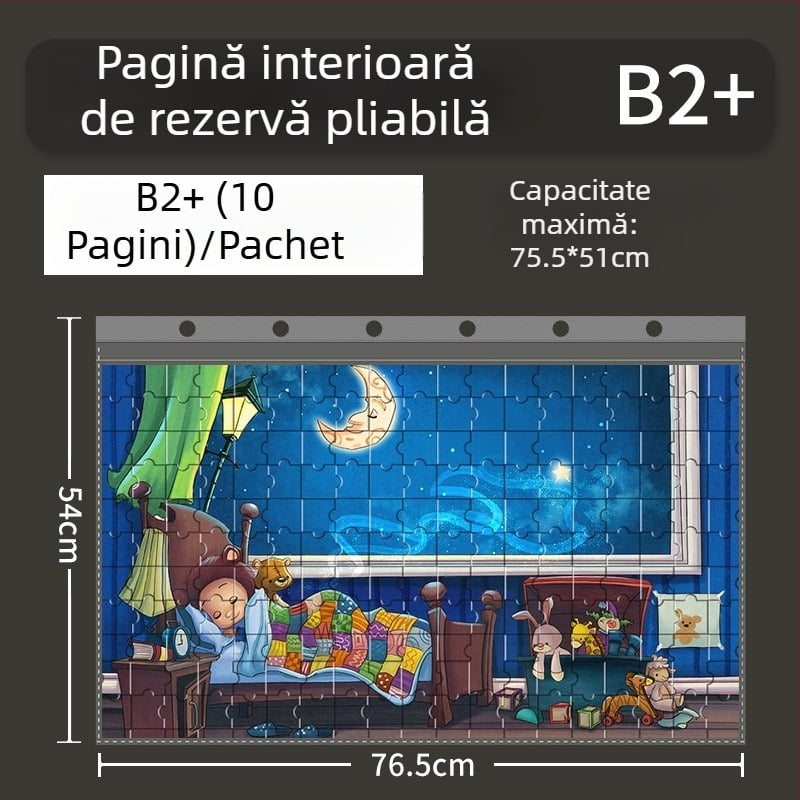 Album de depozitare pentru puzzle cu pagini detașabile, 1000 de piese, pentru dimensiuni 75×50 și 70×50, format B2+.