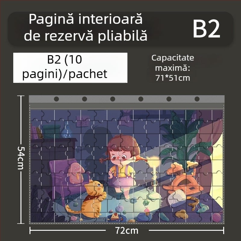 Album de depozitare pentru puzzle cu pagini detașabile, 1000 de piese, pentru dimensiuni 75×50 și 70×50, format B2+.