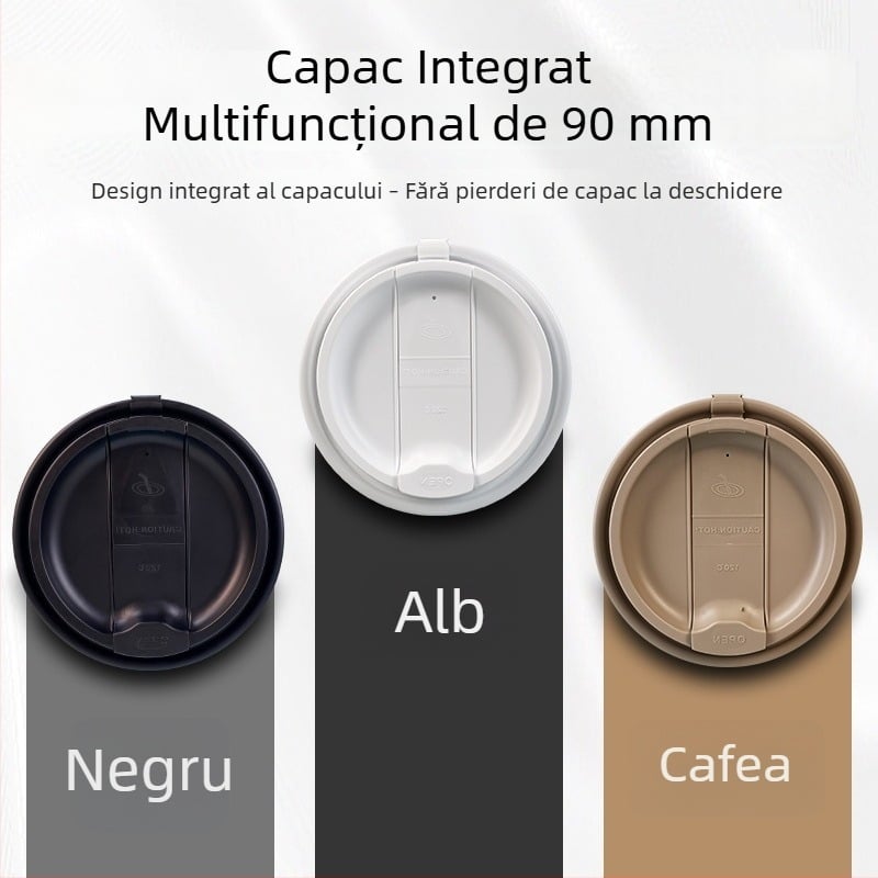 Capac de unică folosință pentru pahar, 90 mm, din hârtie-plastic, universal pentru ceai și cafea, capac integrat pentru ceai cu lapte, îngroșat, etanș și anti-scurgeri.