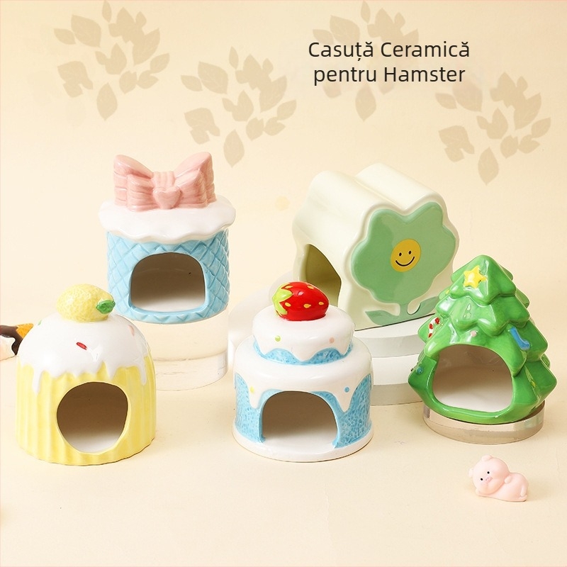Casă ceramică pentru hamsteri, vară, cu răcire și cuib de dormit