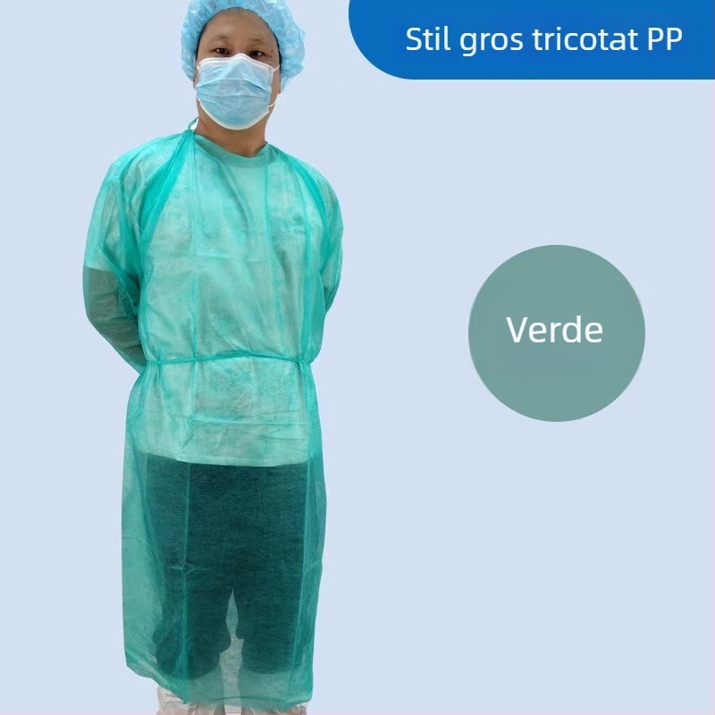 Halat de izolare din SMS nețesut, de unică folosință, reversibil, protecție împotriva prafului, gros, pentru uz de laborator.