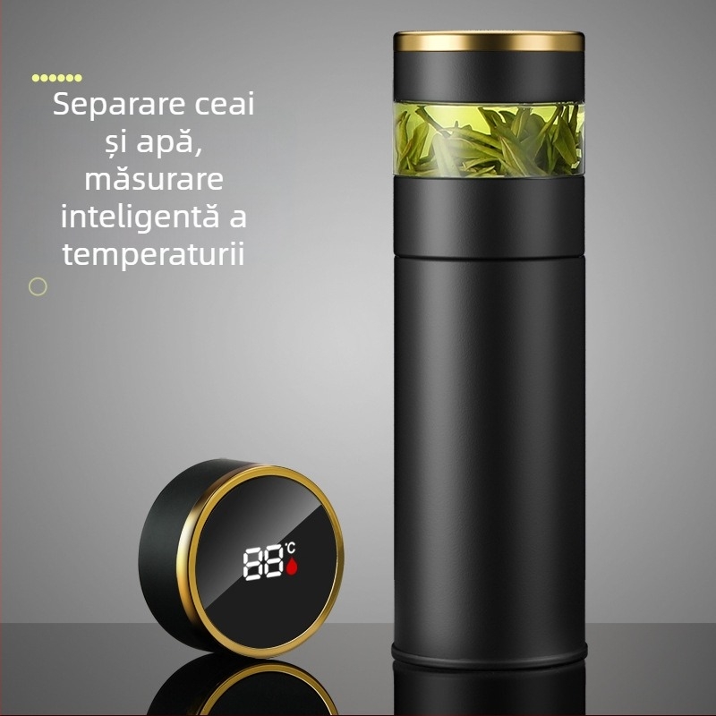 Termos din oțel inoxidabil 316, cu separare ceai-apă, izolație vid, cadou premium pentru birou