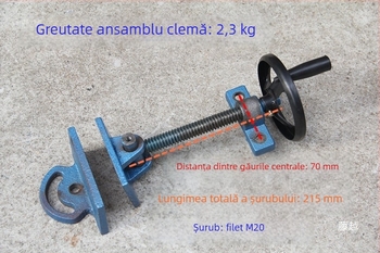 Accesorii pentru mașina de tăiat 400: ansamblu de montaj cu placă de prindere, placă de presiune, șurub filet, piuliță și roată de mână