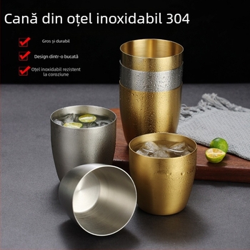 Pahar din oțel inoxidabil 304, pereți de un singur strat, margine dreaptă, pentru cafea, suc și bere; potrivit pentru restaurante coreene și hoteluri