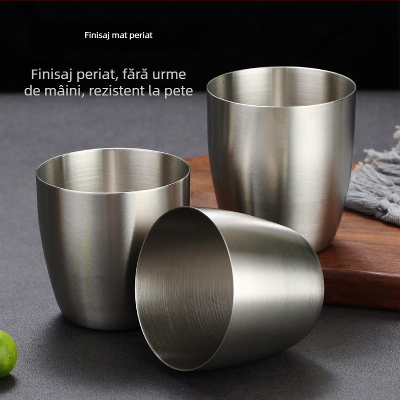 Pahar din oțel inoxidabil 304, pereți de un singur strat, margine dreaptă, pentru cafea, suc și bere; potrivit pentru restaurante coreene și hoteluri
