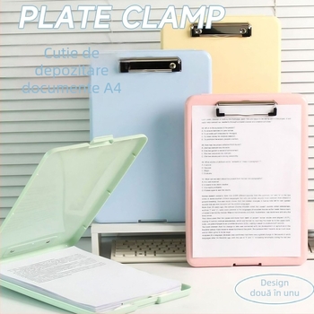 Clipboard multifuncțional cu suprafață de scriere și spațiu de depozitare pentru documente pentru elevi