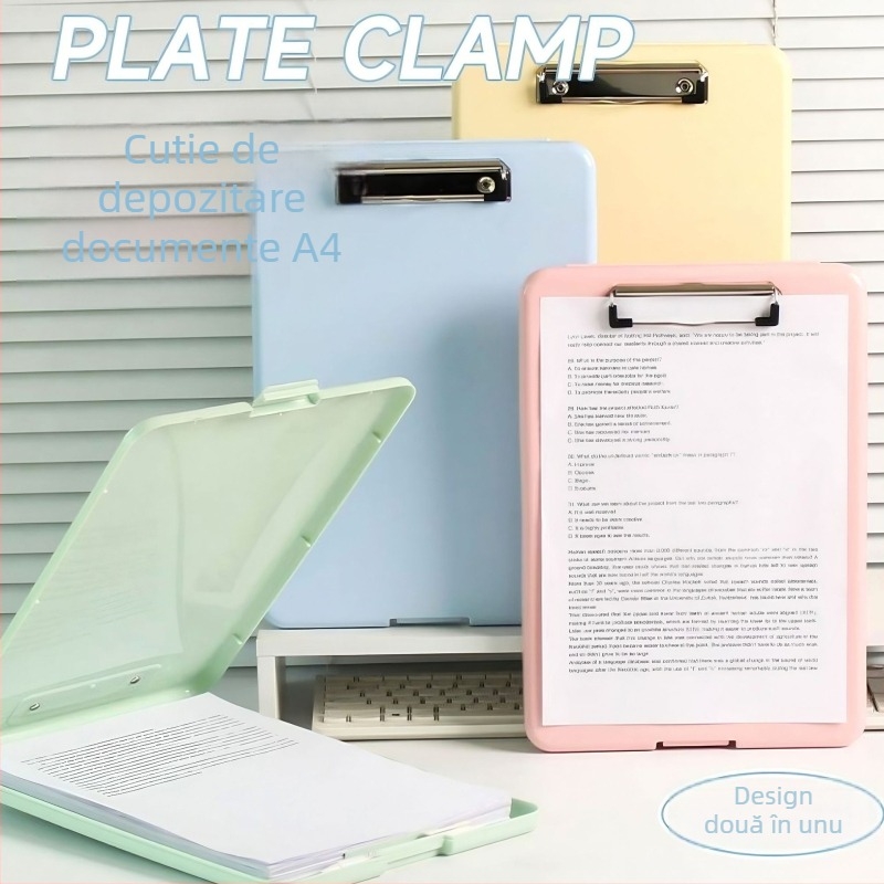 Clipboard multifuncțional cu suprafață de scriere și spațiu de depozitare pentru documente pentru elevi