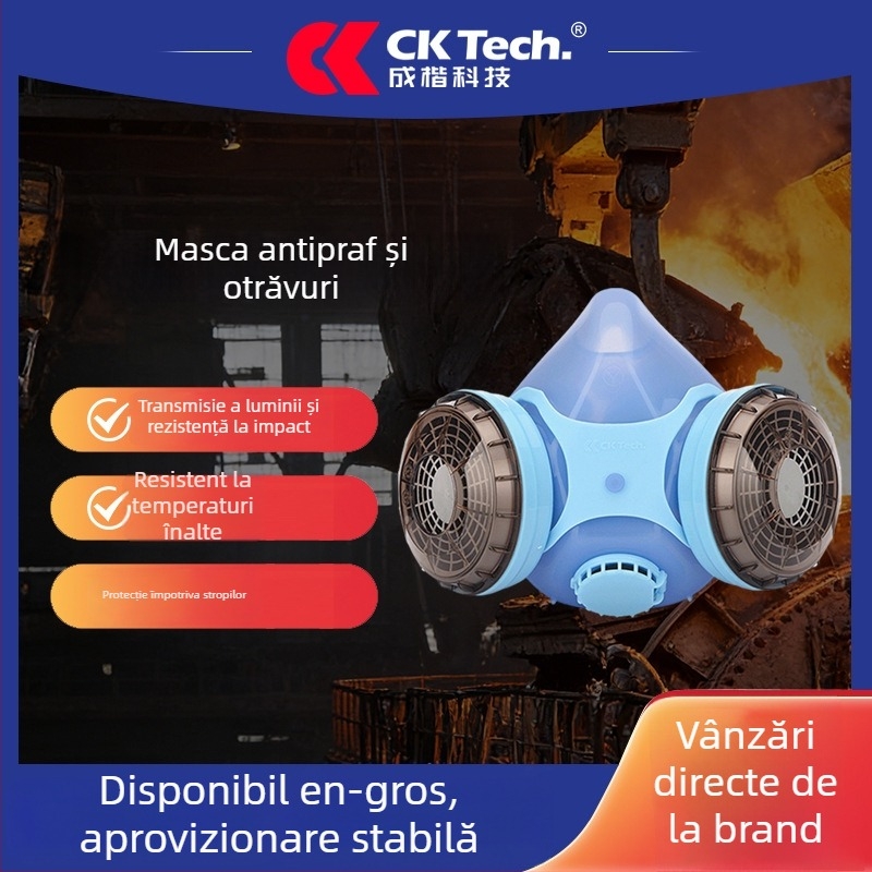 Mască de protecție din silicon Chengkai cu filtre duble pentru praf, gaze și fum de ulei
