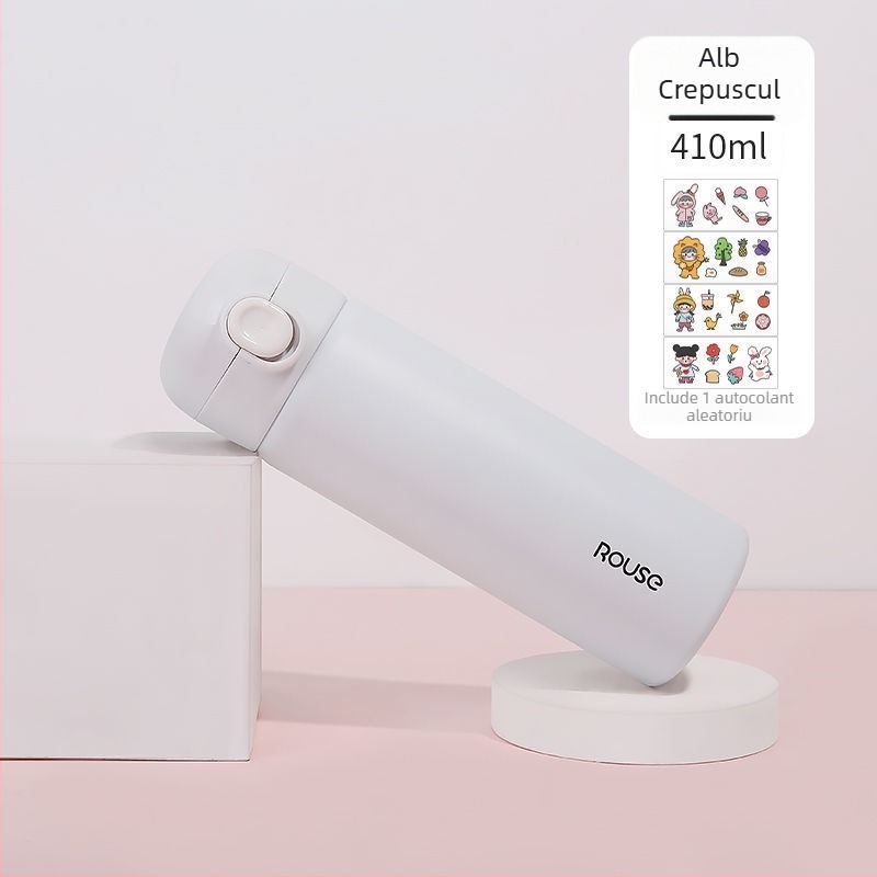 Nanjiren Cană termică în stil coreean, unisex, din oțel inox 304, izolație vid, capacitate mare, capac cu închidere prin clic