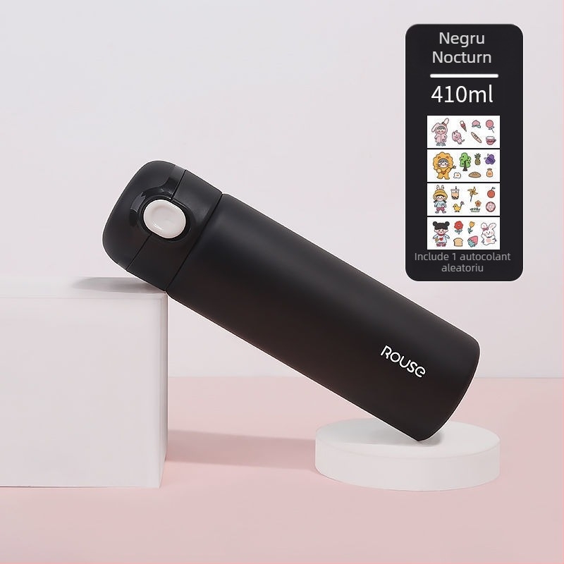 Nanjiren Cană termică în stil coreean, unisex, din oțel inox 304, izolație vid, capacitate mare, capac cu închidere prin clic