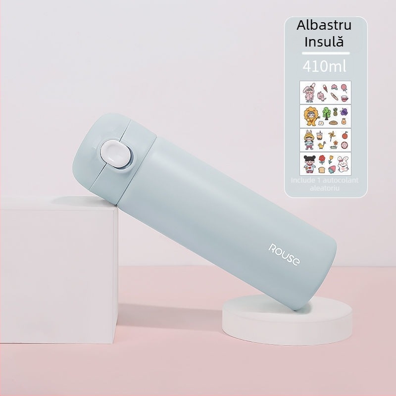 Nanjiren Cană termică în stil coreean, unisex, din oțel inox 304, izolație vid, capacitate mare, capac cu închidere prin clic