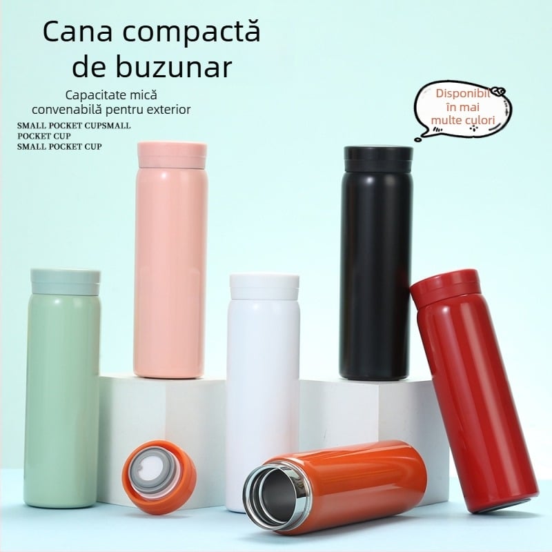 Ceașcă izolată mini, simplă, pentru studenți, compactă, cu interior din oțel inoxidabil 316 și exterior 201, portabilă