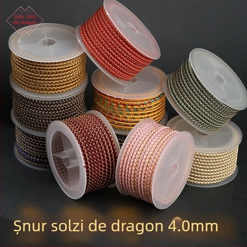 Dragon Knot 2025 Şnur împletit Dragon Scale, lucrat manual, 4.0 mm, auriu, şnur pentru brăţară, şnur bijuterie multicolor