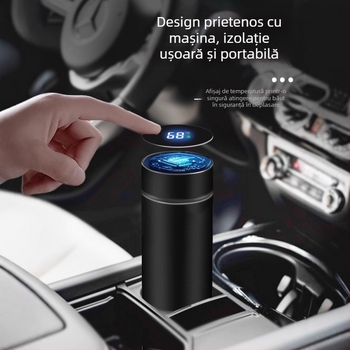 Ceșă termos cu capacitate mare pentru bărbați și femei, cească premium pentru ceai, interior din oțel inoxidabil 316L, exterior din oțel 304, infuzor de ceai și afișaj de temperatură, portabil