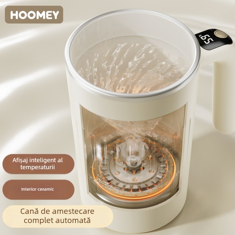 Ceașcă termică cu amestecare automată, interior ceramic acoperit, 350 ml, oțel inoxidabil 316, afișaj temperatură, reglaj în două trepte, pentru birou