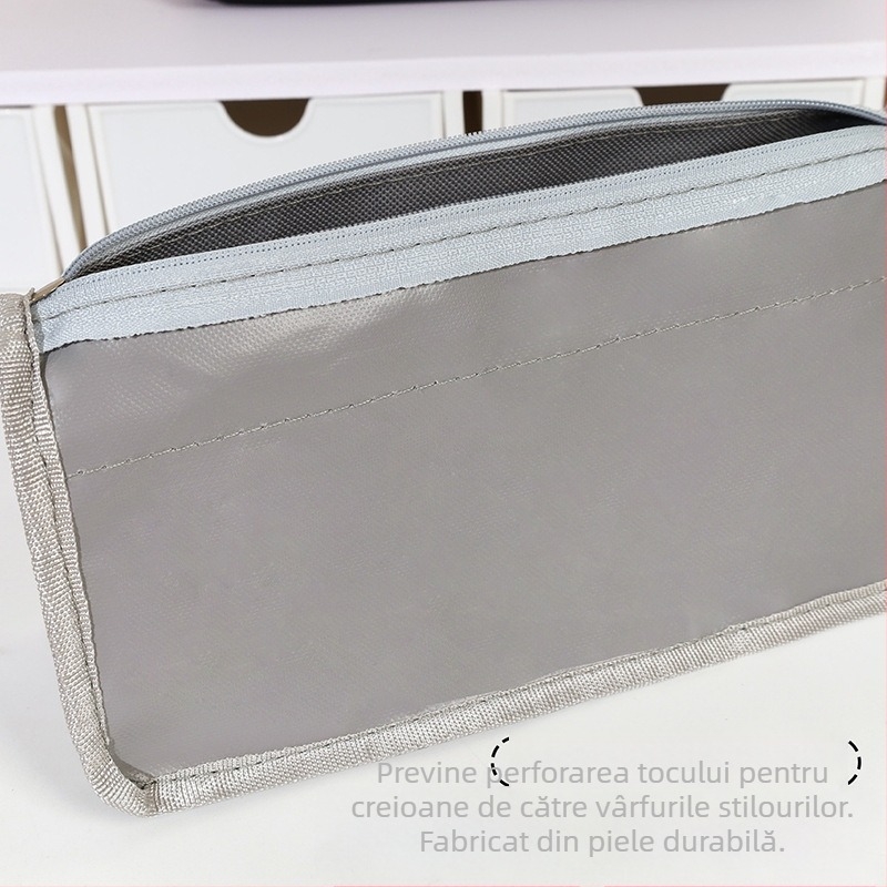 Penar din stofă Oxford, cu fermoar dublu, capacitate mare, design tridimensional, pentru elevi