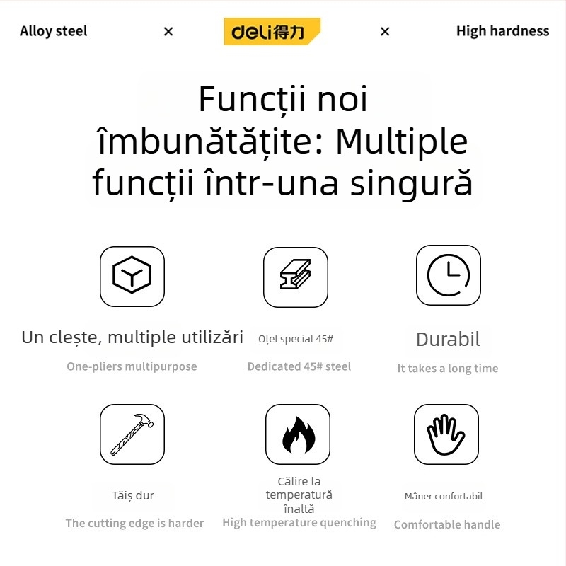 Set de clește Deli: clești industriali multifuncționali din oțel inoxidabil, antimagnetici, cu nas subțire și clește diagonal pentru electricieni