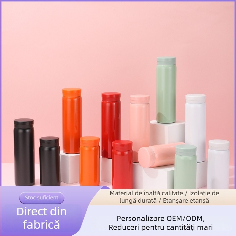 Cană izolată din oțel inoxidabil, interior 316 / exterior 201, portabilă, mini cană drept pentru studenți