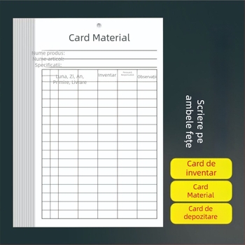 Card materiale depozitare și inventar, card primire-expediere, card de identificare a depozitului, card suspendat, cu față dublă